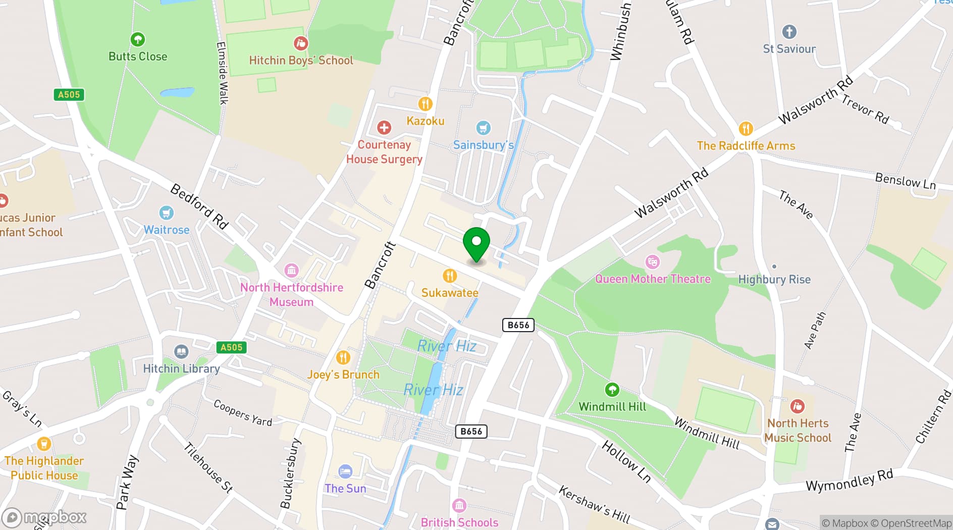 Map showing Hermitage Rd Coffee & Bagel Bar