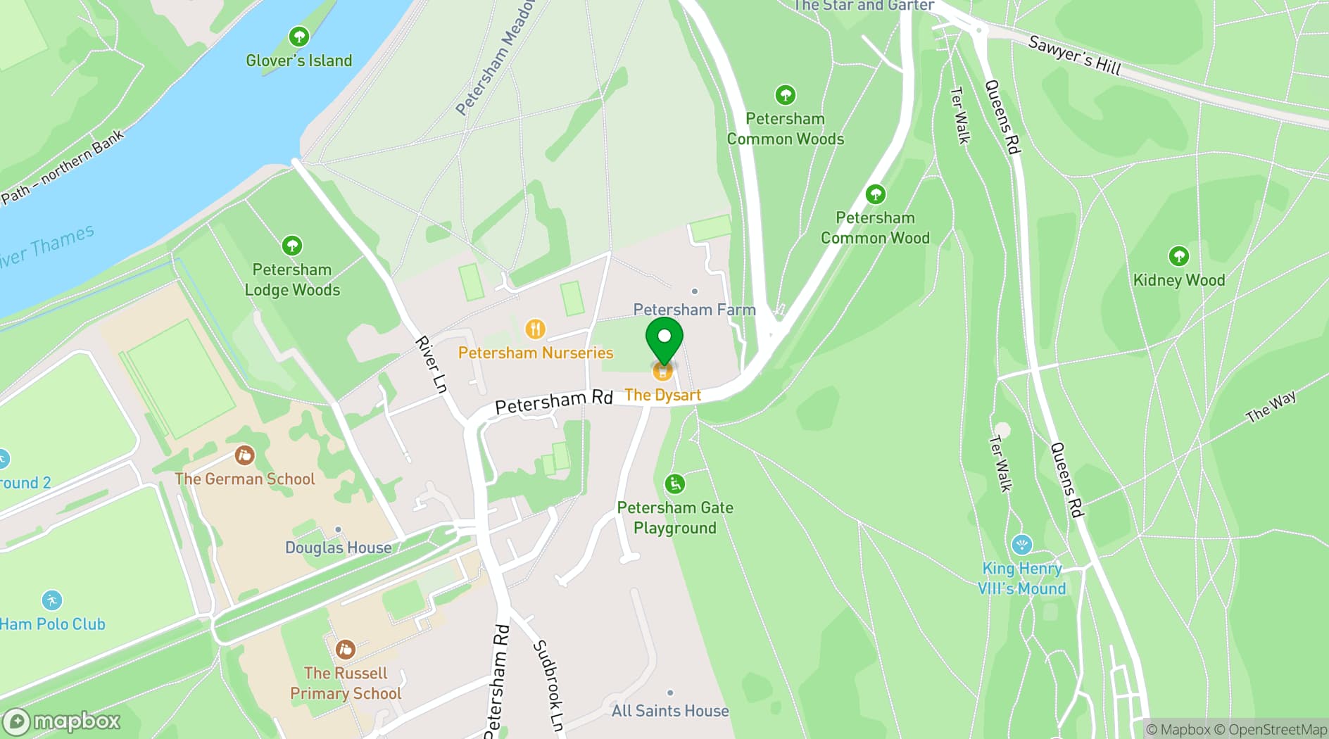 Map showing The Dysart Petersham