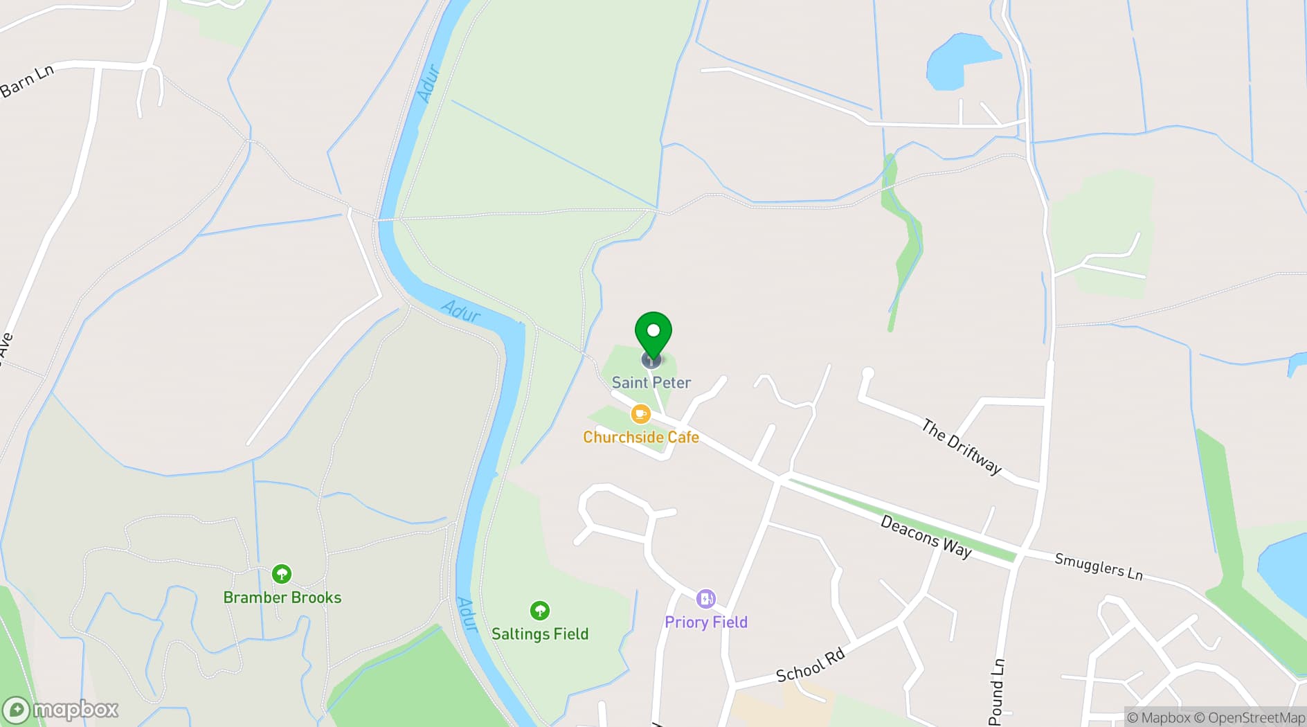 Map showing 3Bs Churches