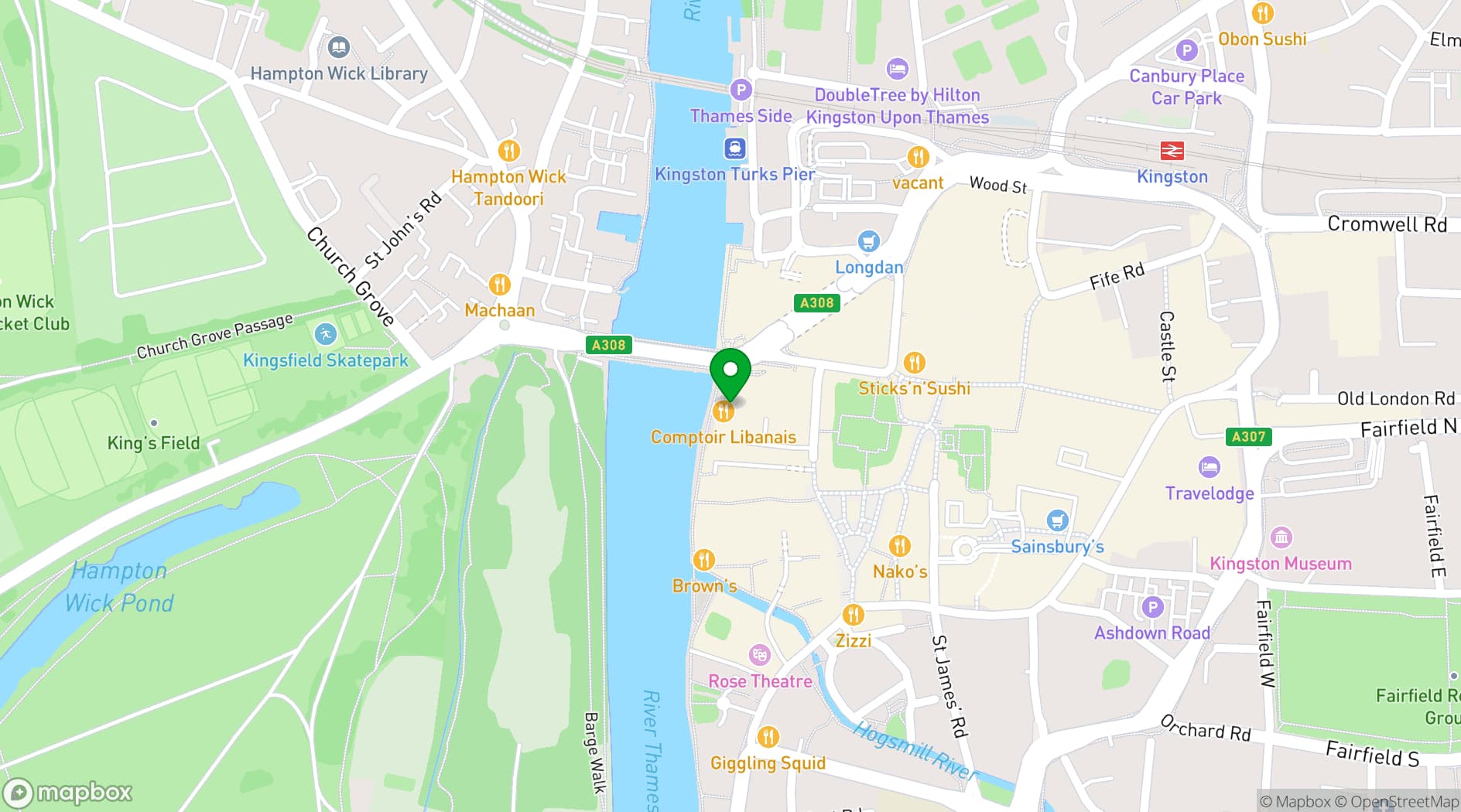 Map showing Sonnys - Riviera Rooftop Bar
