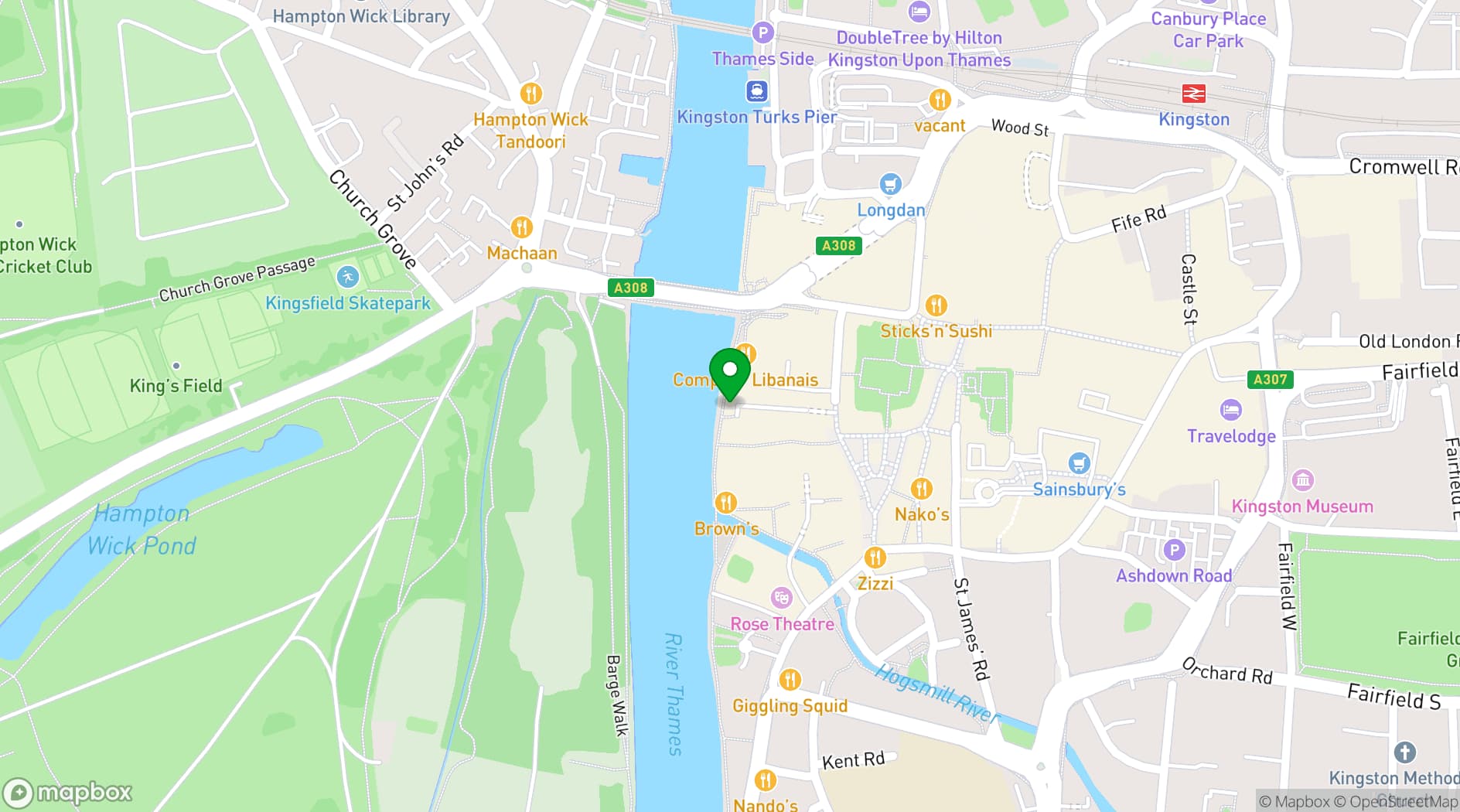Map showing Sonnys - Riviera Rooftop Bar