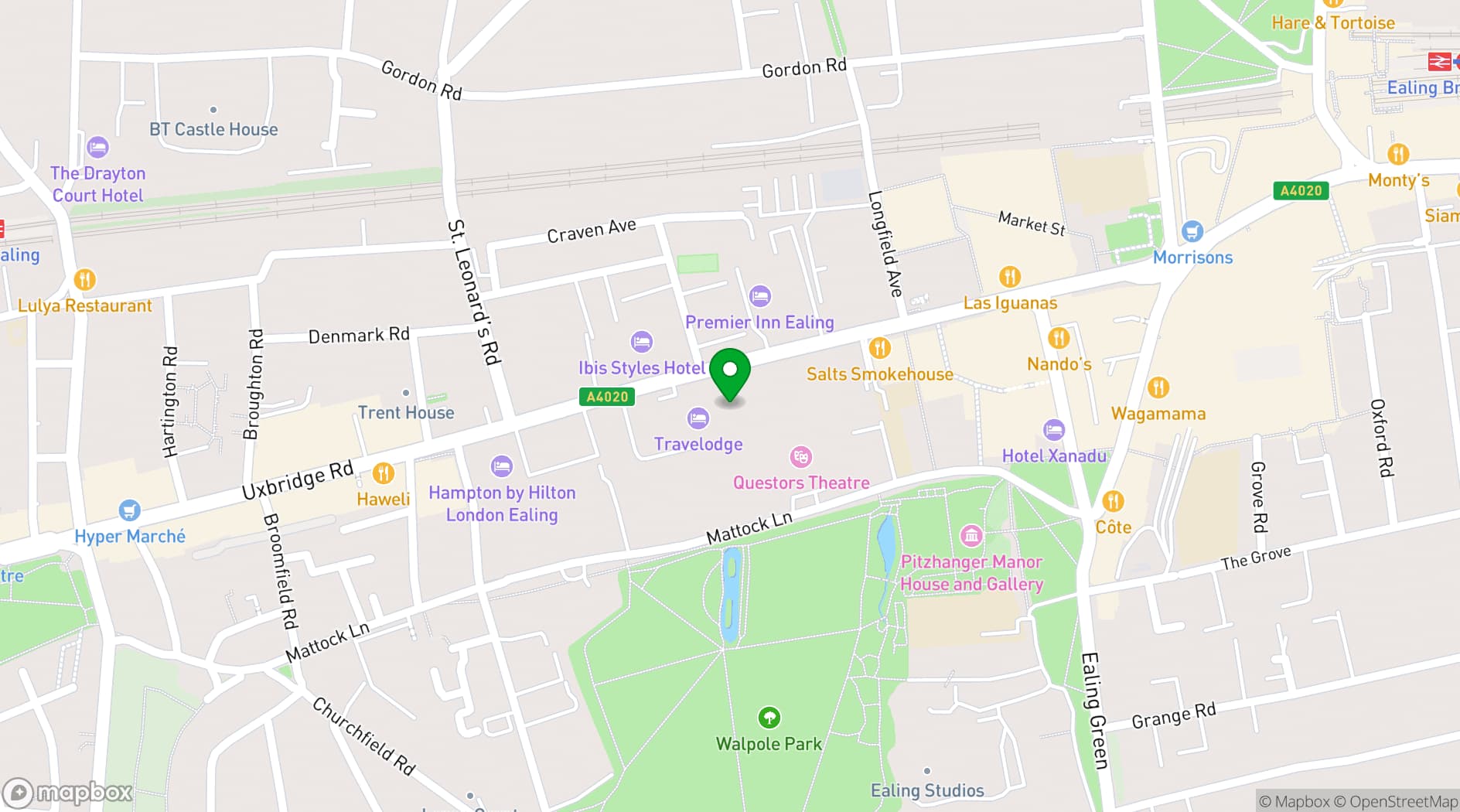 Map showing Spaces Ealing Aurora