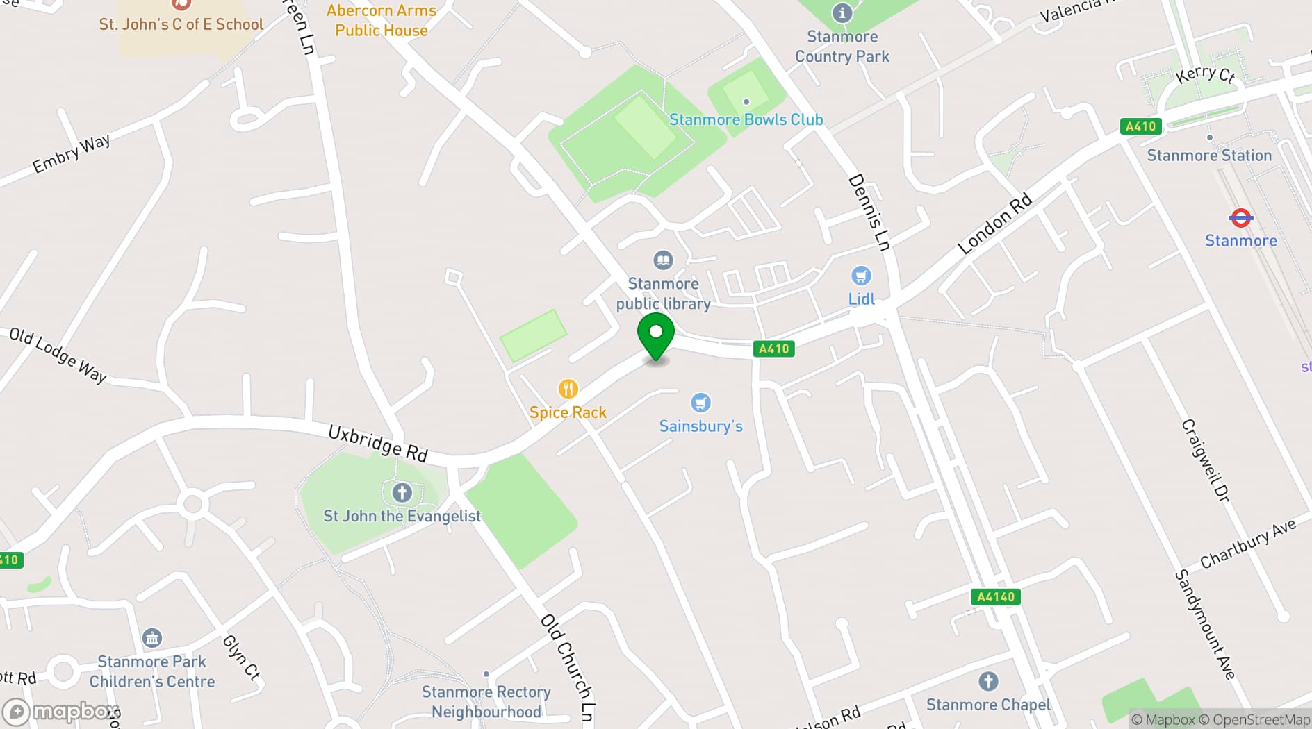 Map showing M18 Restaurant and Lanes