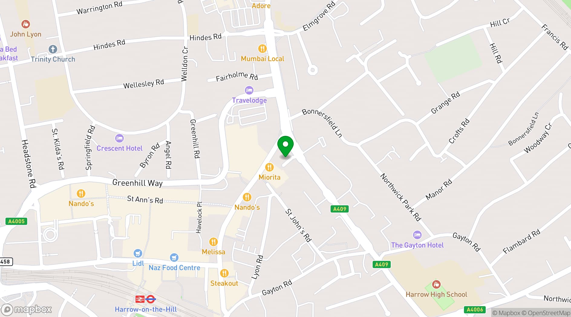Map showing Victoria Hall