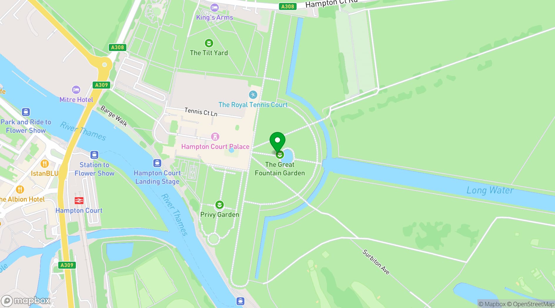 Map showing Hampton Court Palace