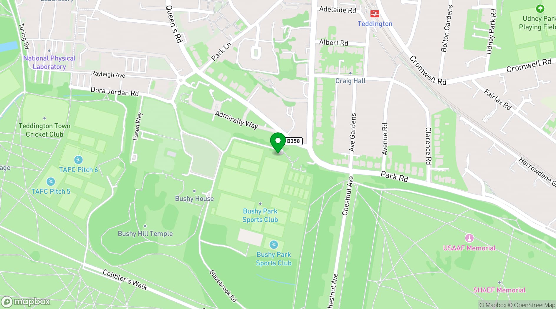 Map showing Bushy Park Sports Club