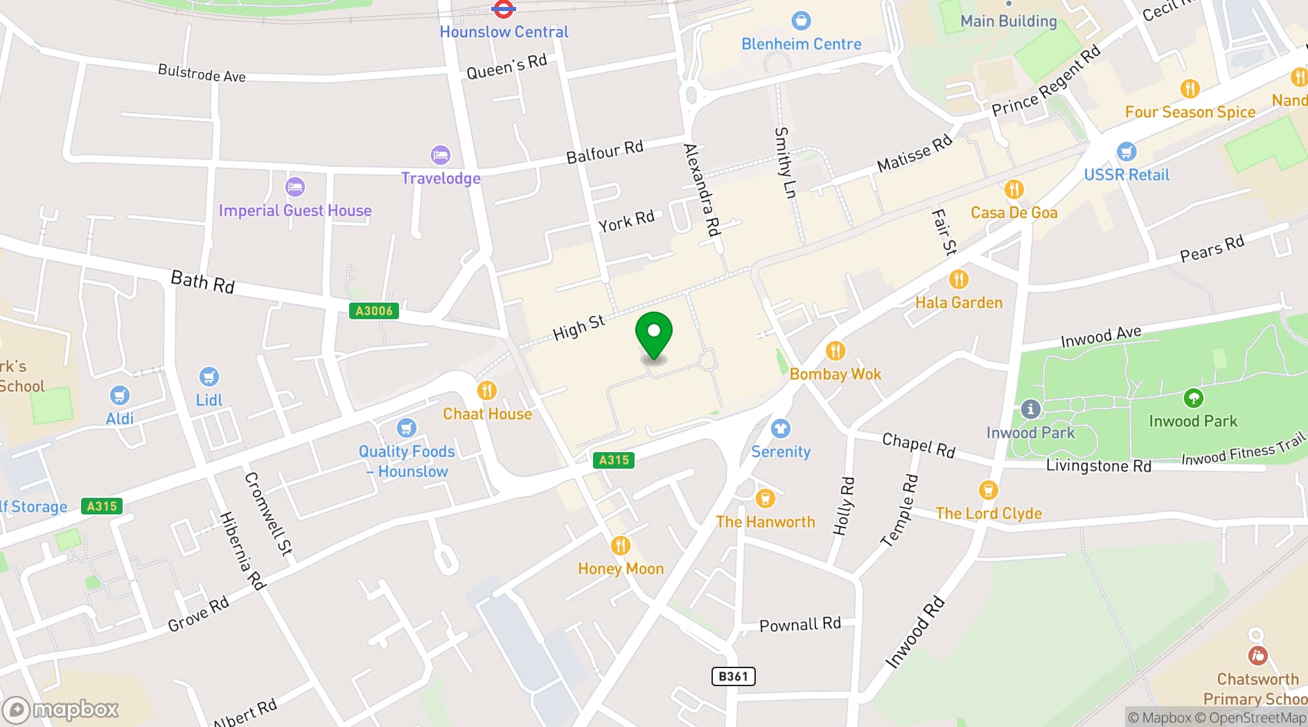 Map showing The Arts Centre