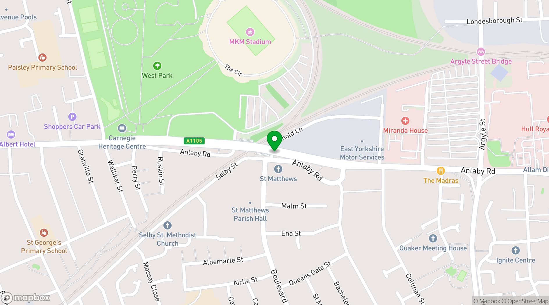 Map showing St Matthew's Community Enterprise Centre