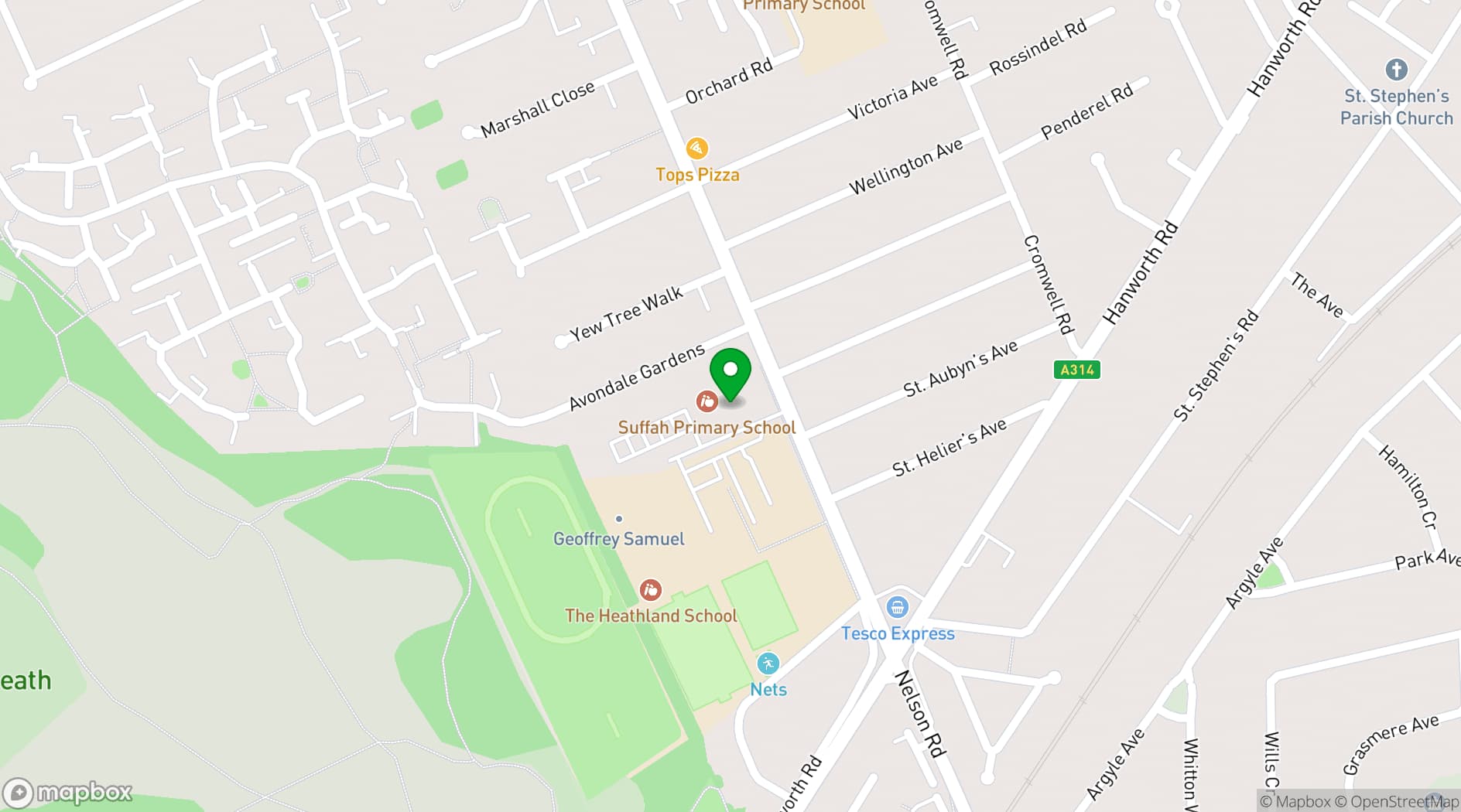 Map showing Hounslow Jamia Masjid and Islamic Centre