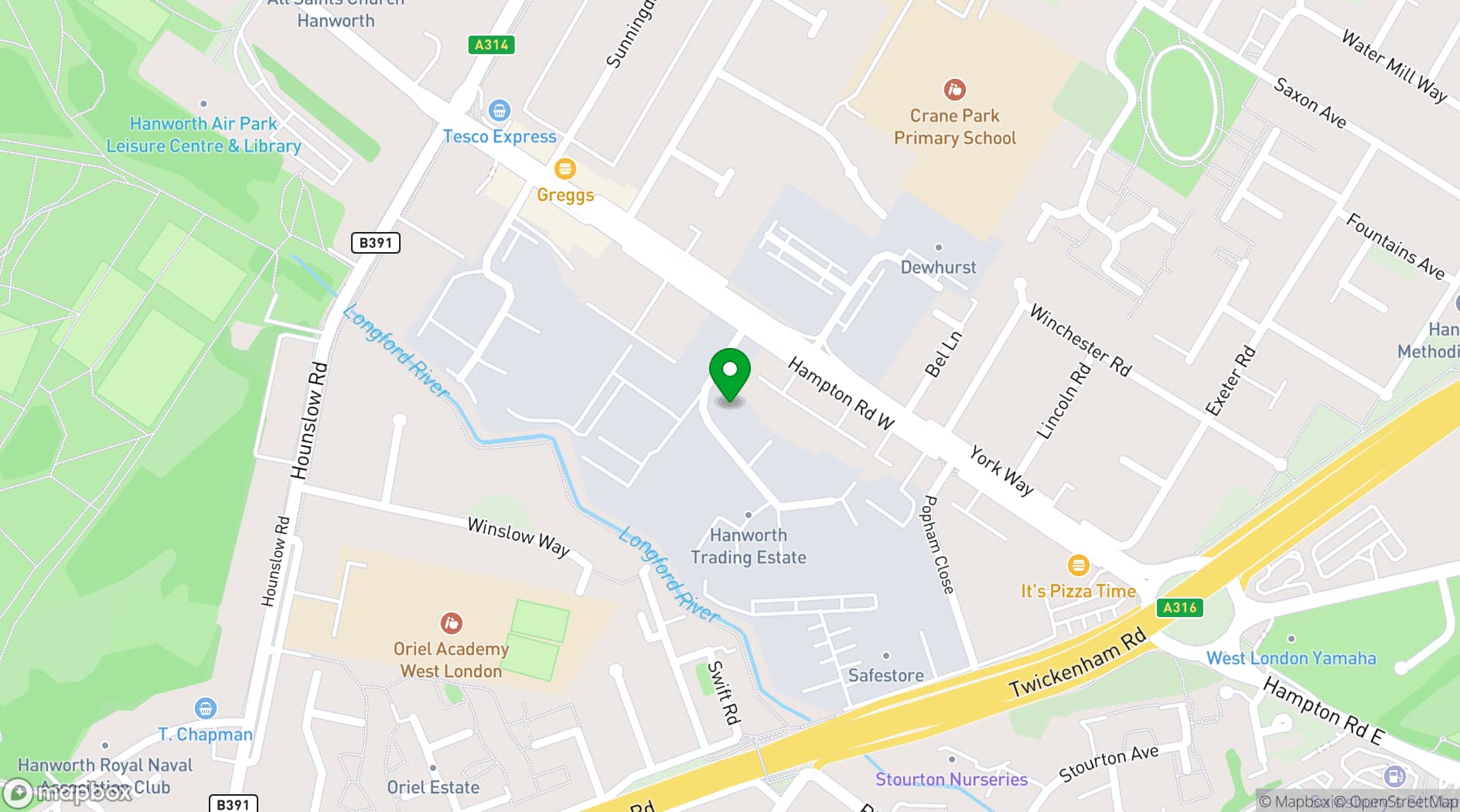 Map showing Mobile Bar Service
