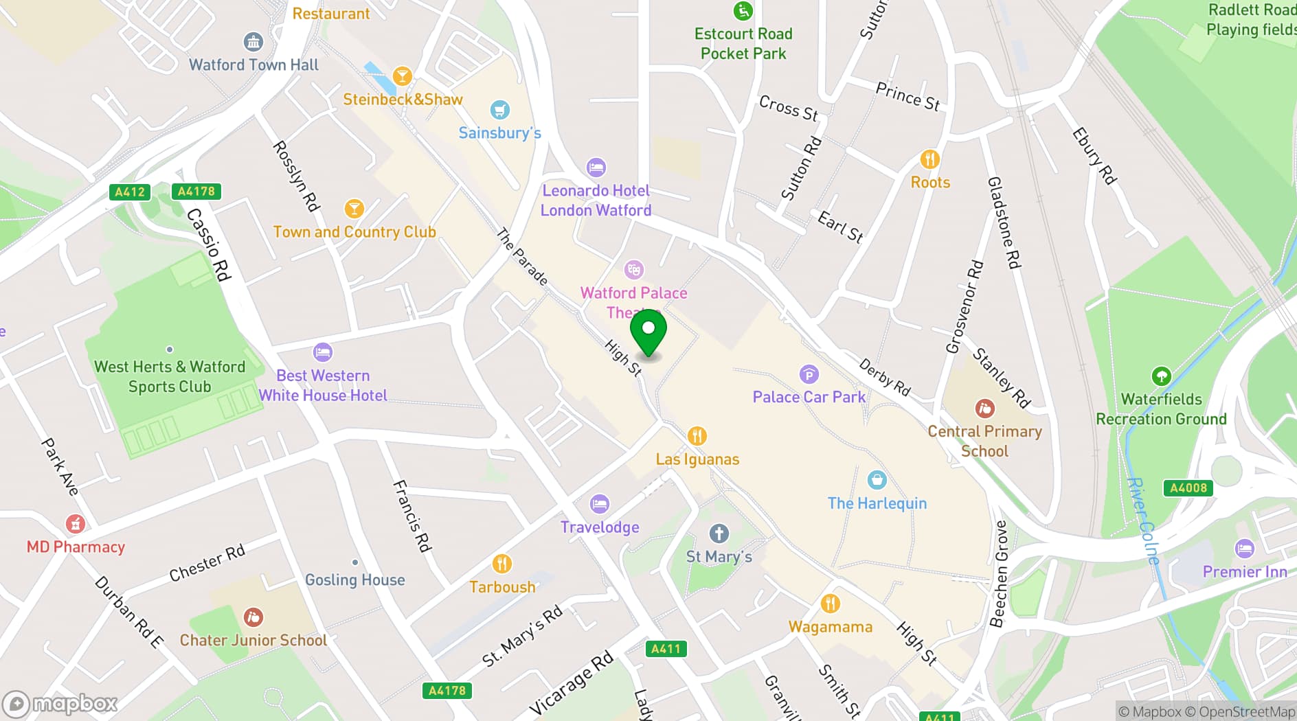 Map showing Cineworld Watford