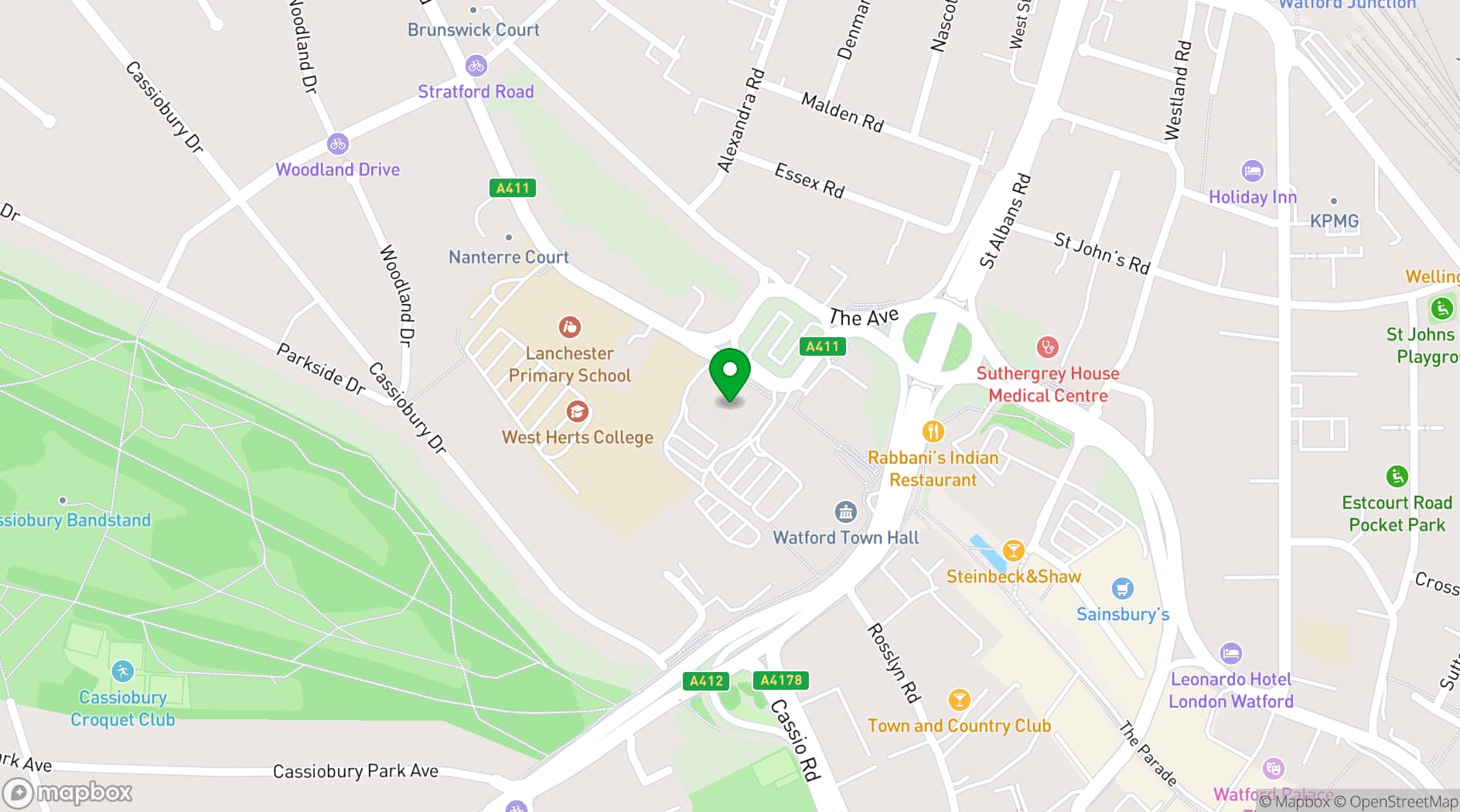 Map showing Watford Central