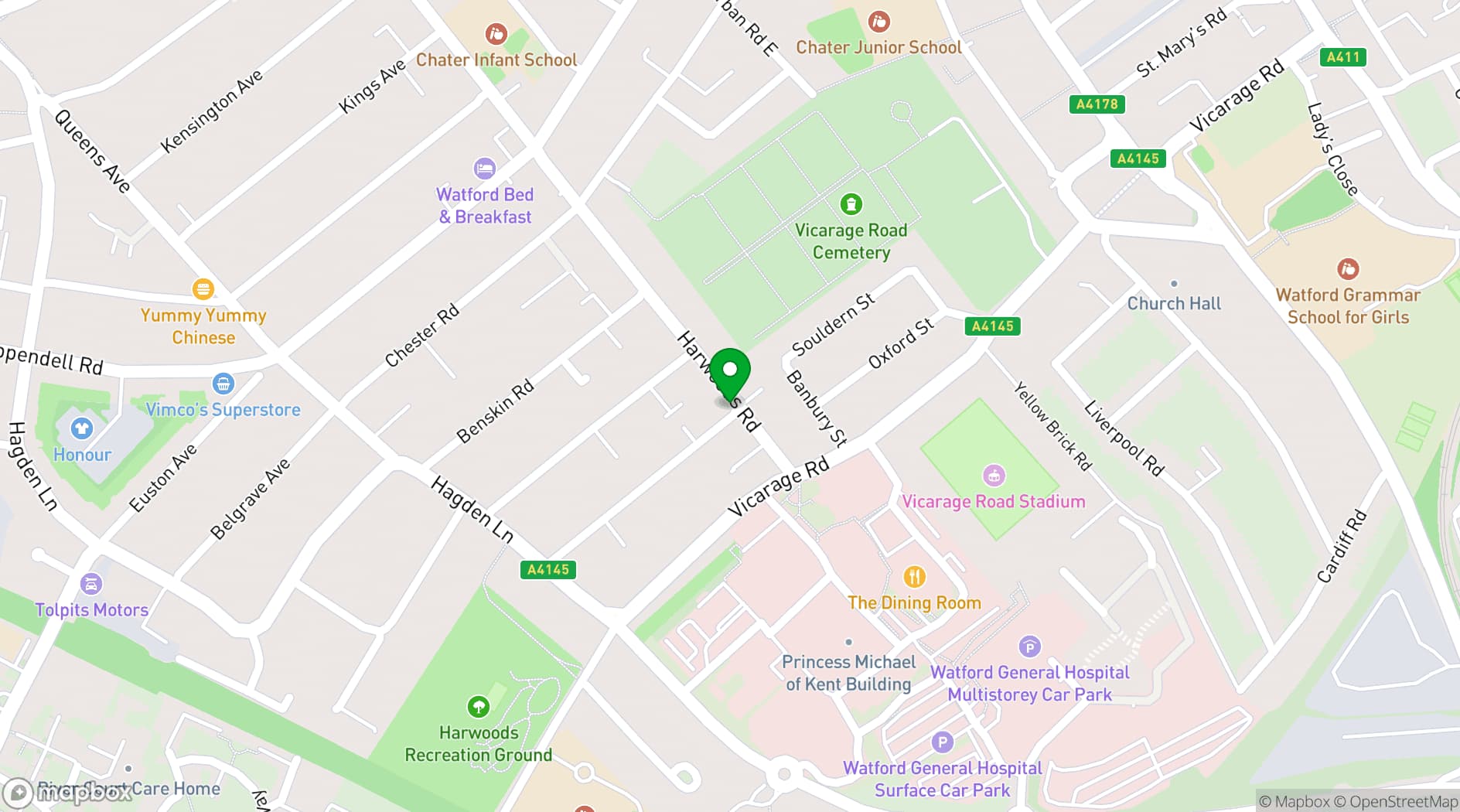 Map showing West Watford Community Centre