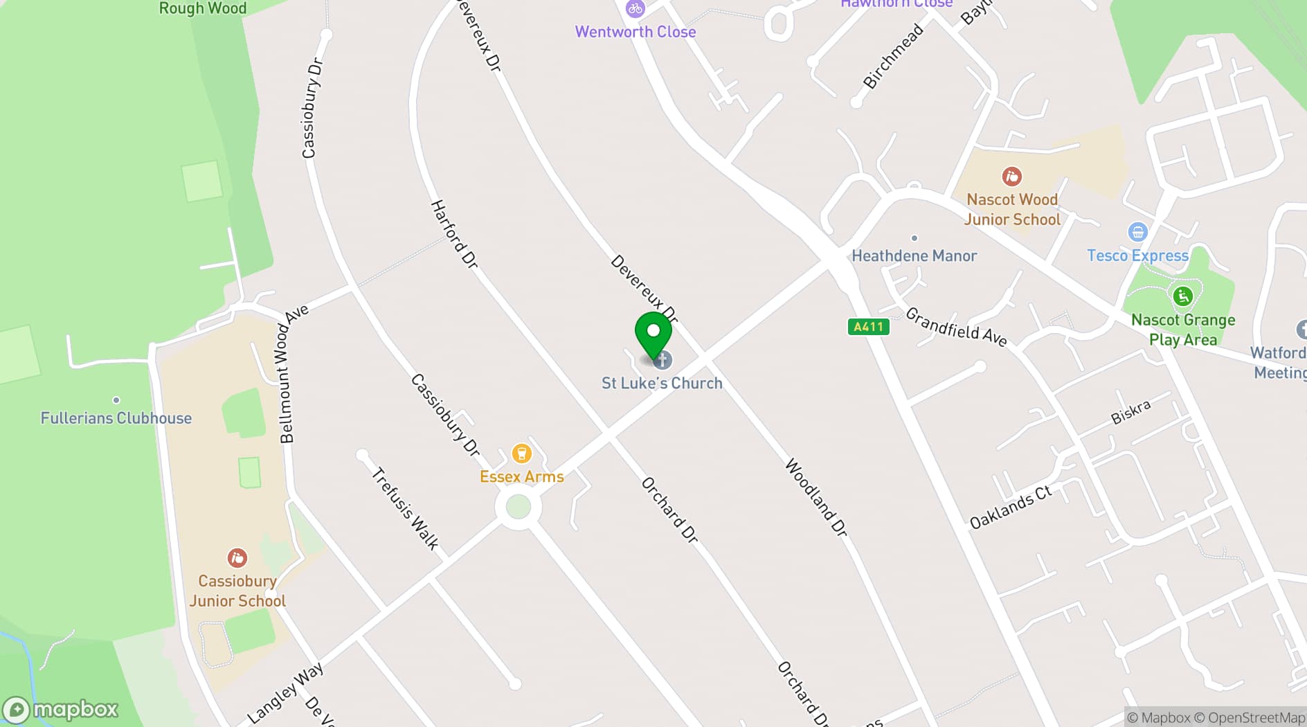 Map showing St Luke's Watford