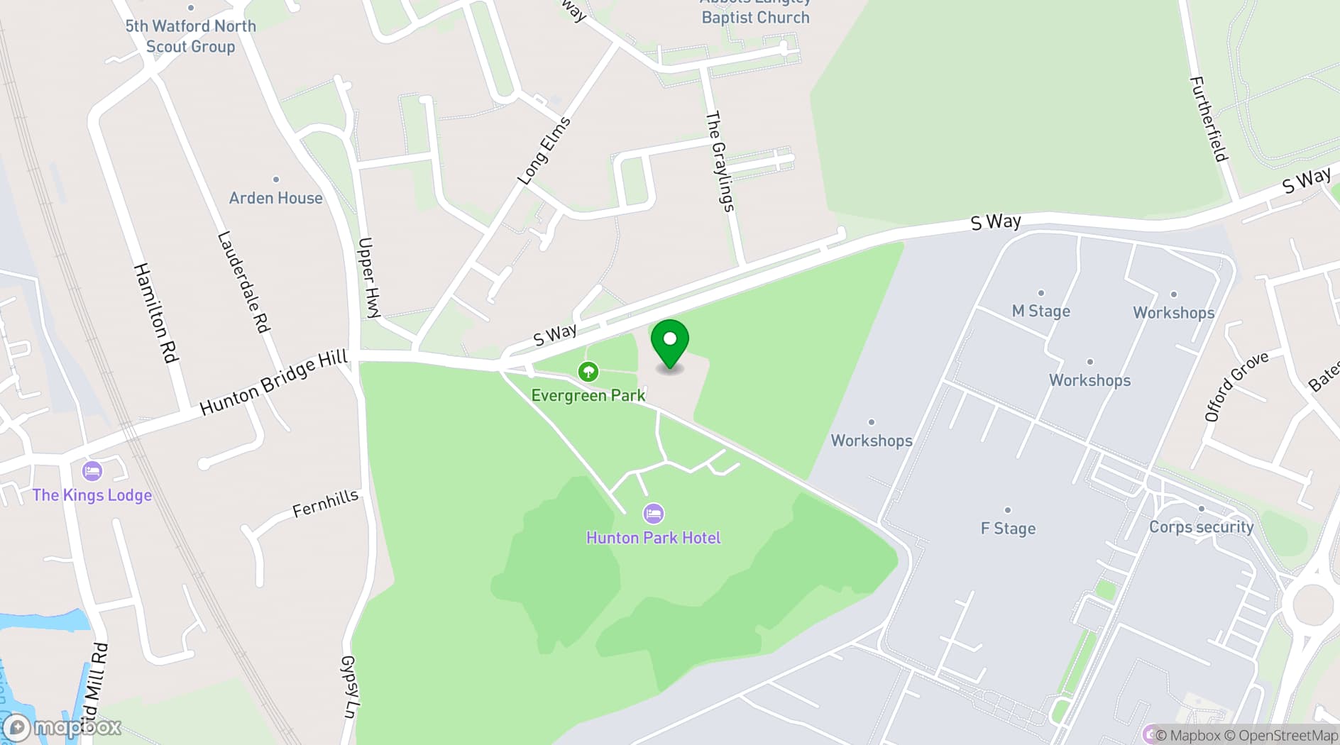 Map showing Evergreen Football Club