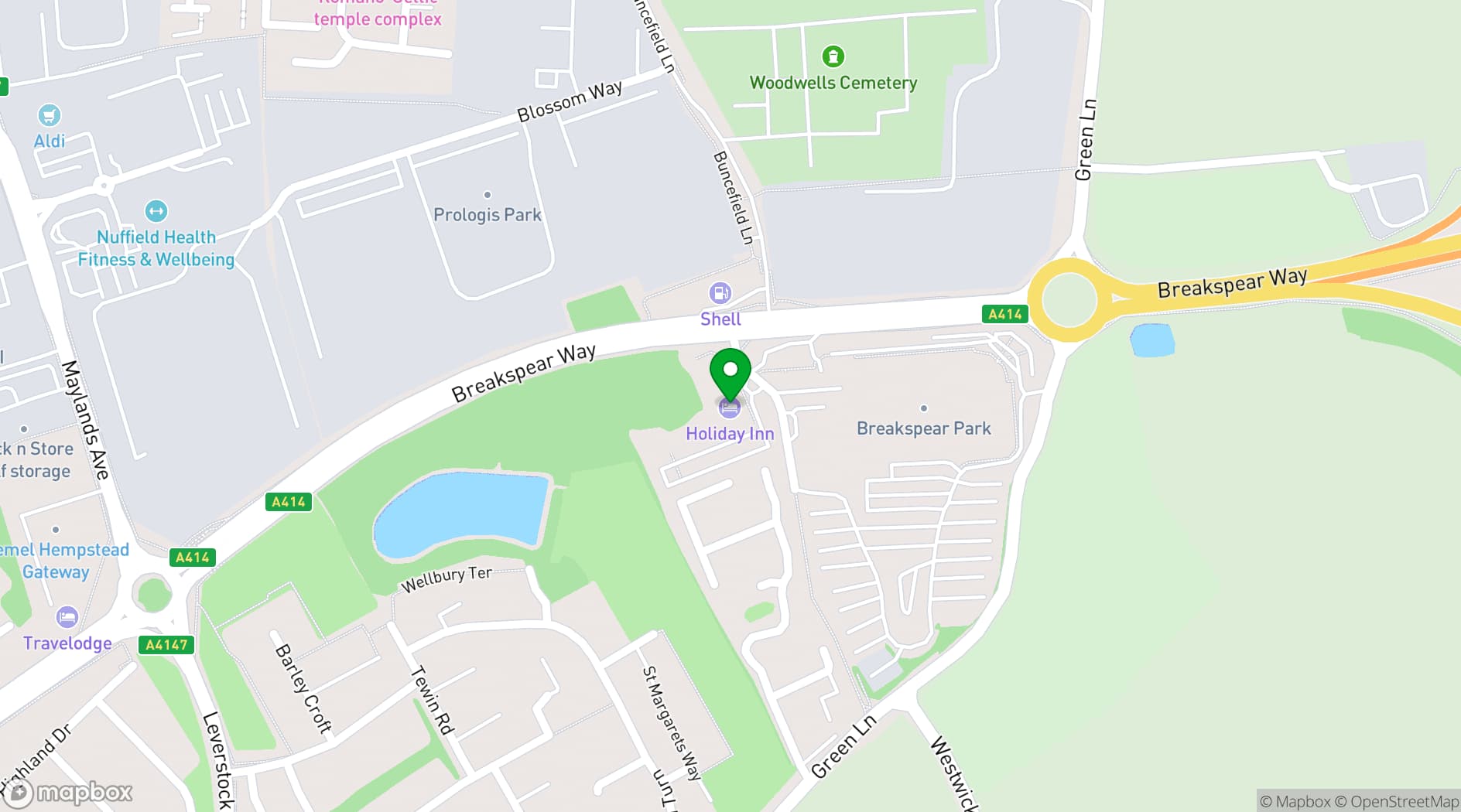 Map showing Holiday Inn Hemel Hempstead