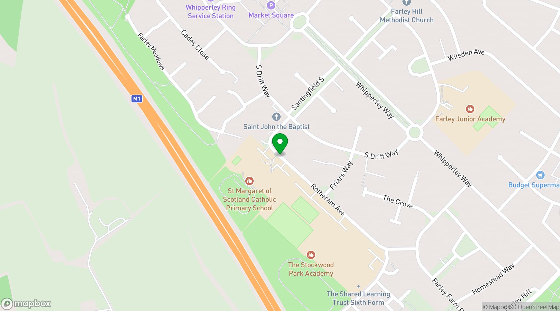 Map showing Stockwood Park Academy