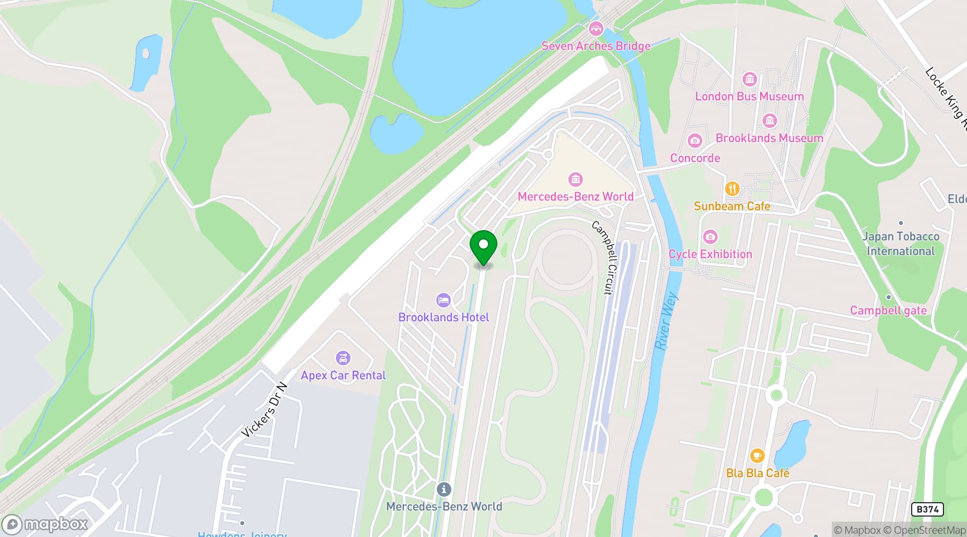 Map showing Mercedes-Benz World