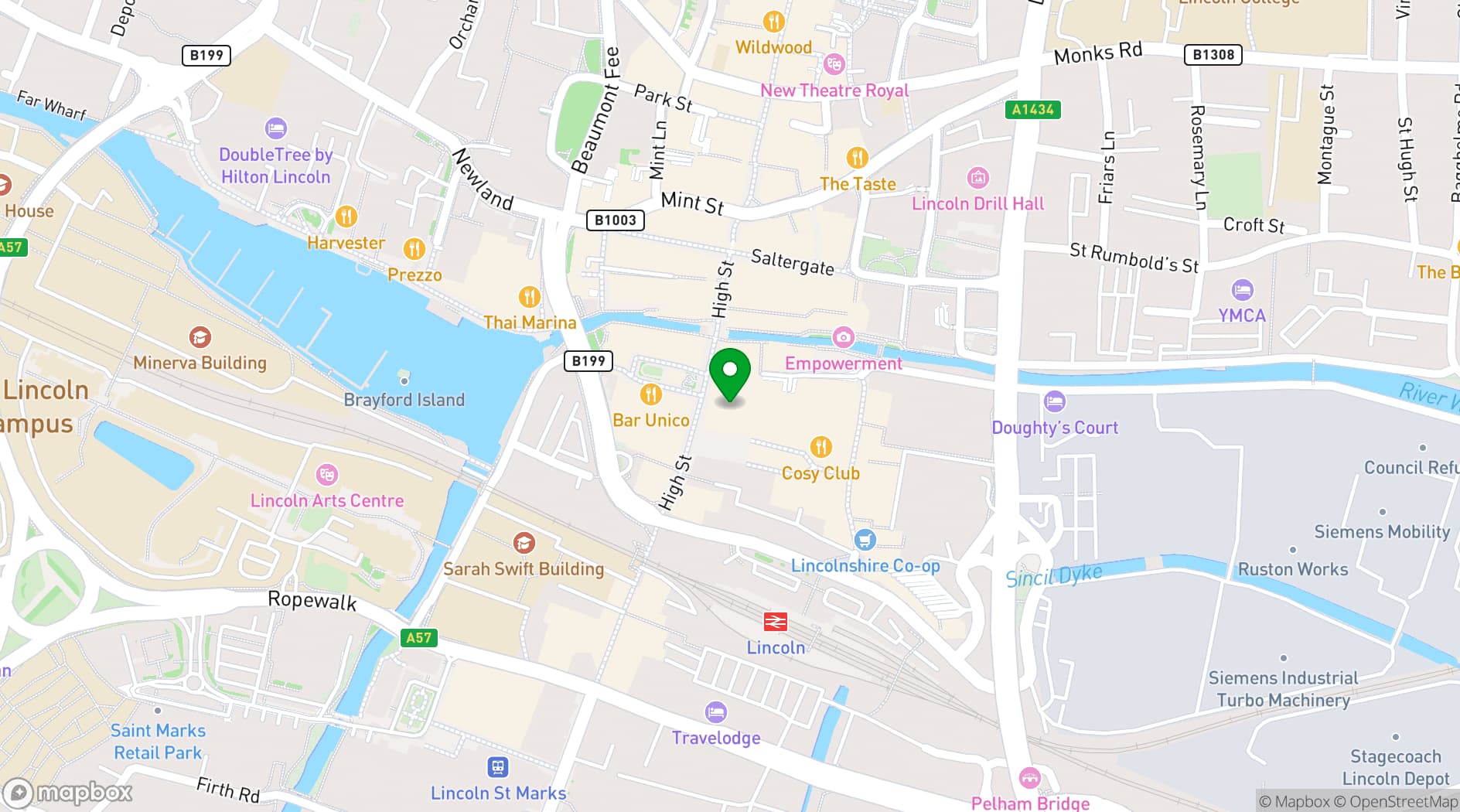 Map showing Gutterball Lincoln