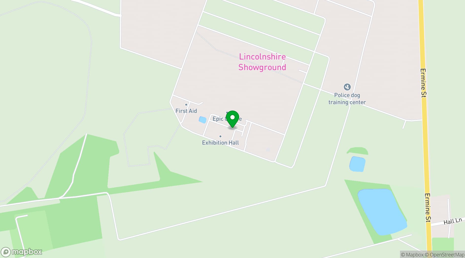 Map showing Lincolnshire Showground