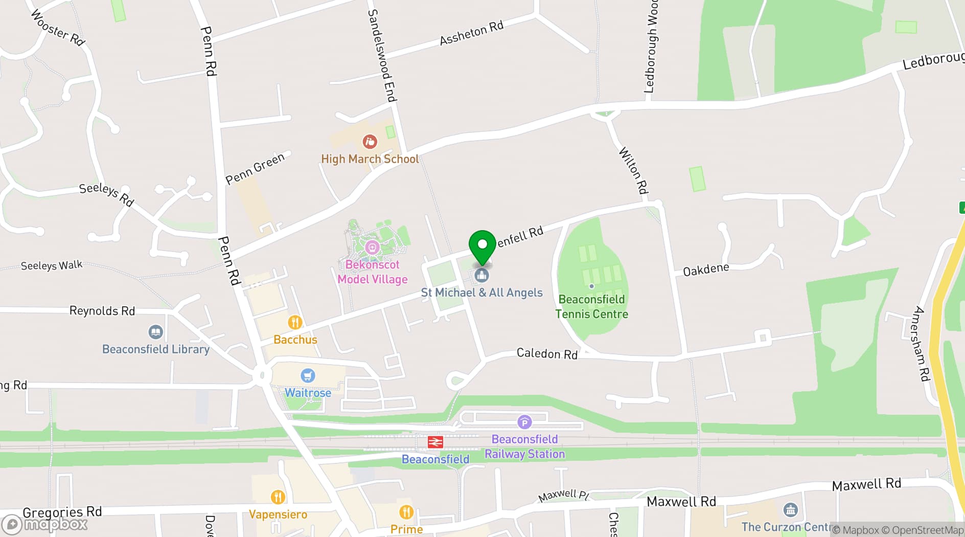 Map showing St Michael & All Angels Church