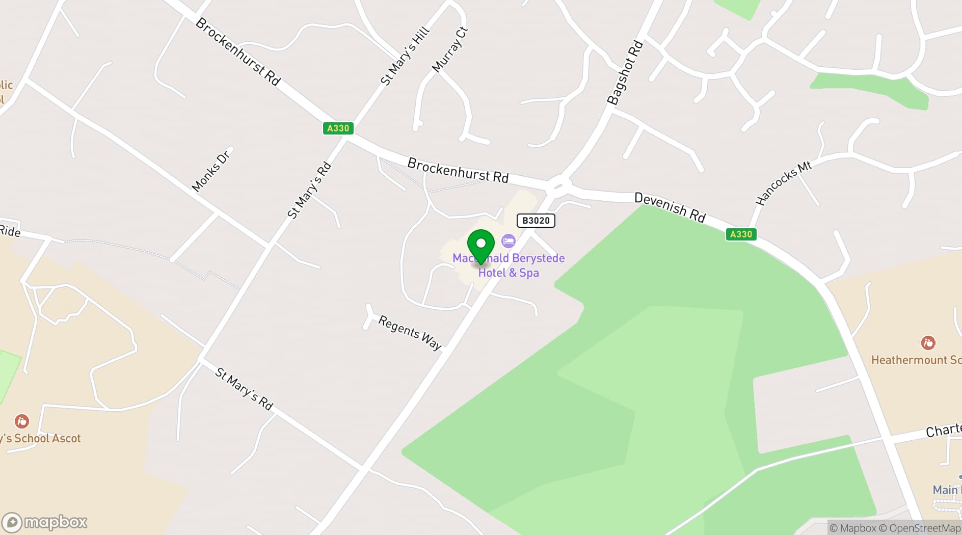 Map showing Macdonald Berystede Hotel & Spa
