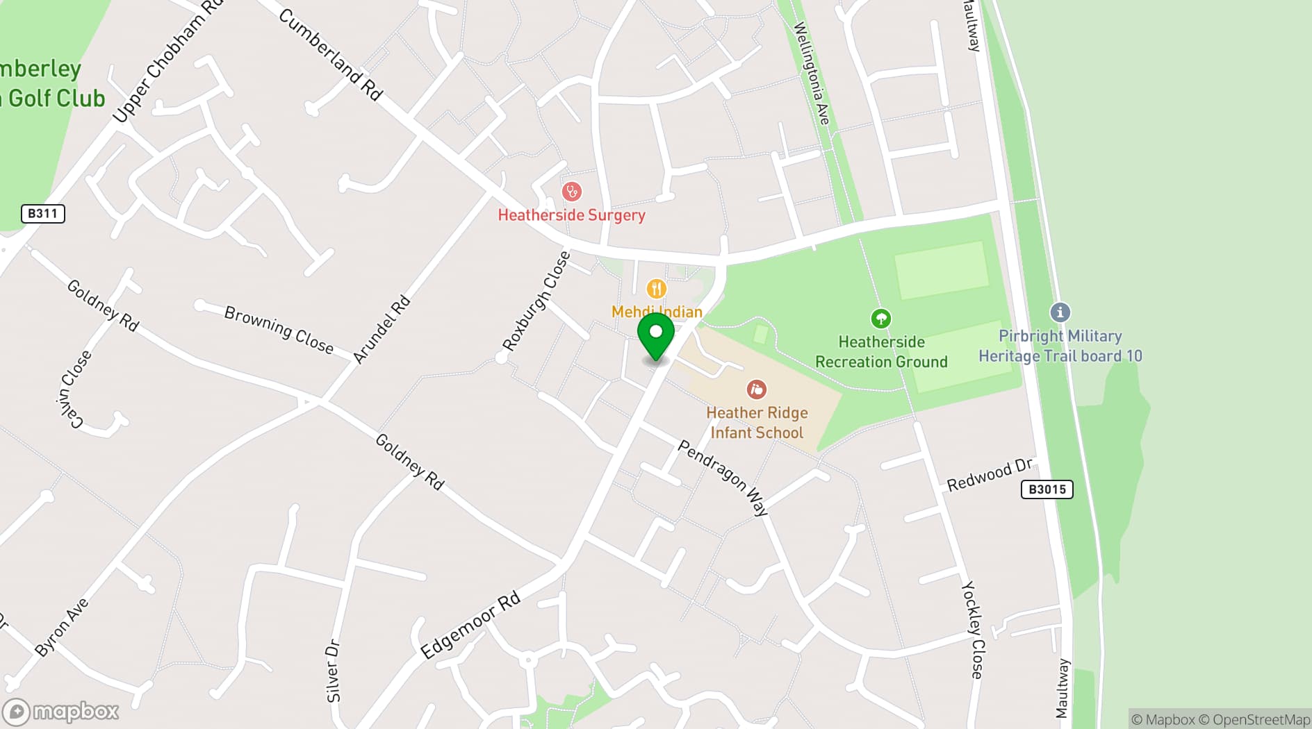 Map showing Heatherside Community Centre