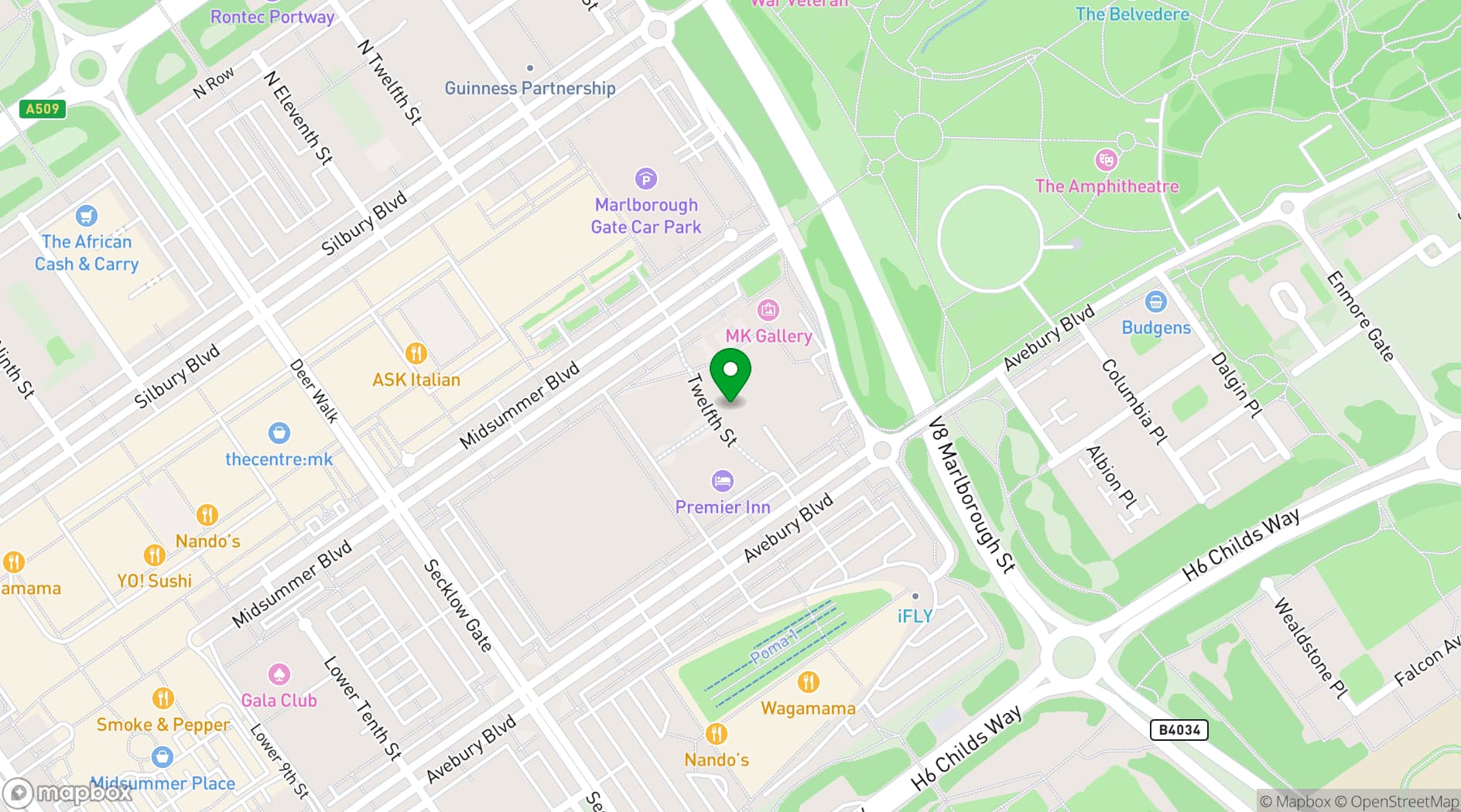 Map showing Revolucion De Cuba Milton Keynes