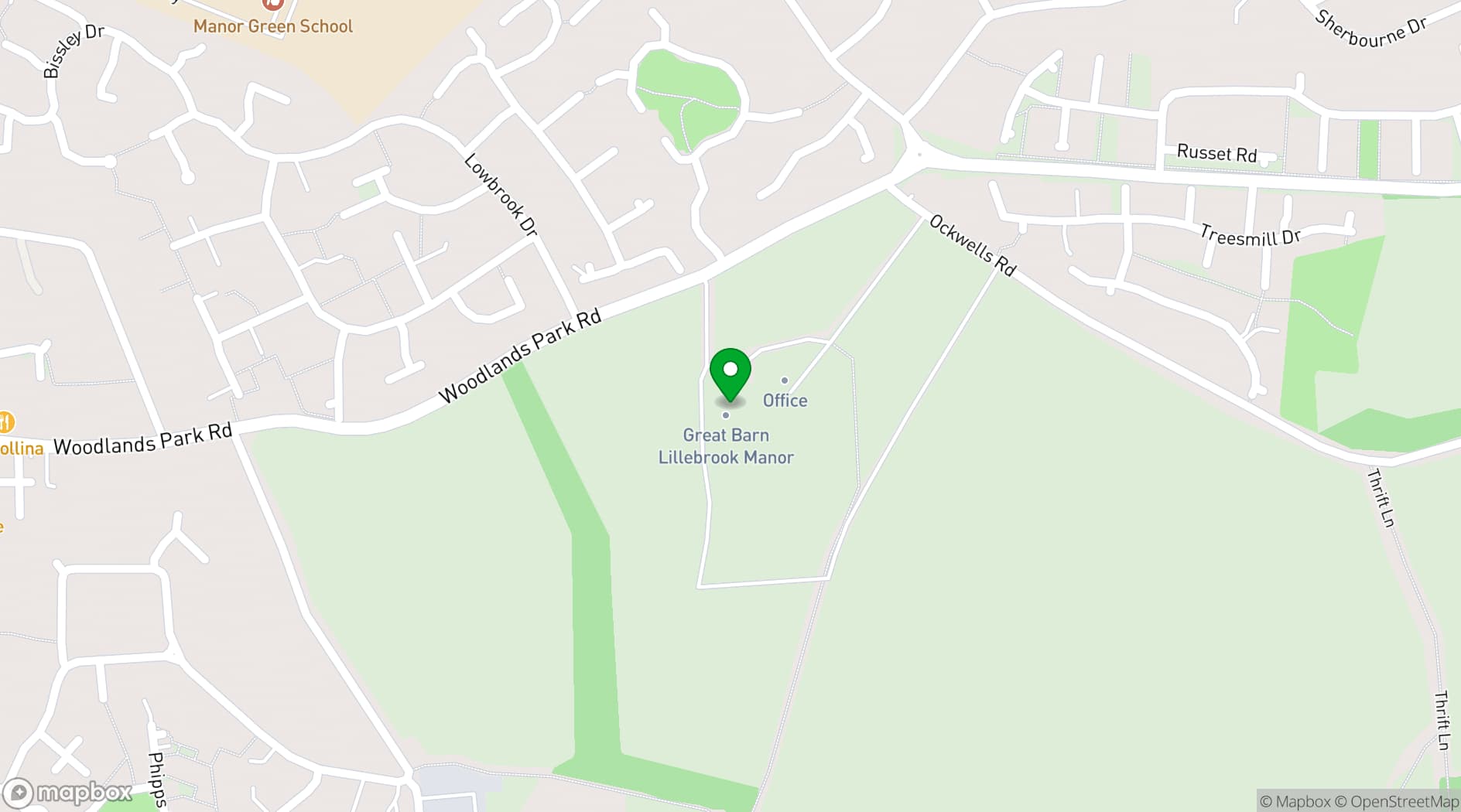 Map showing Lillibrooke Manor