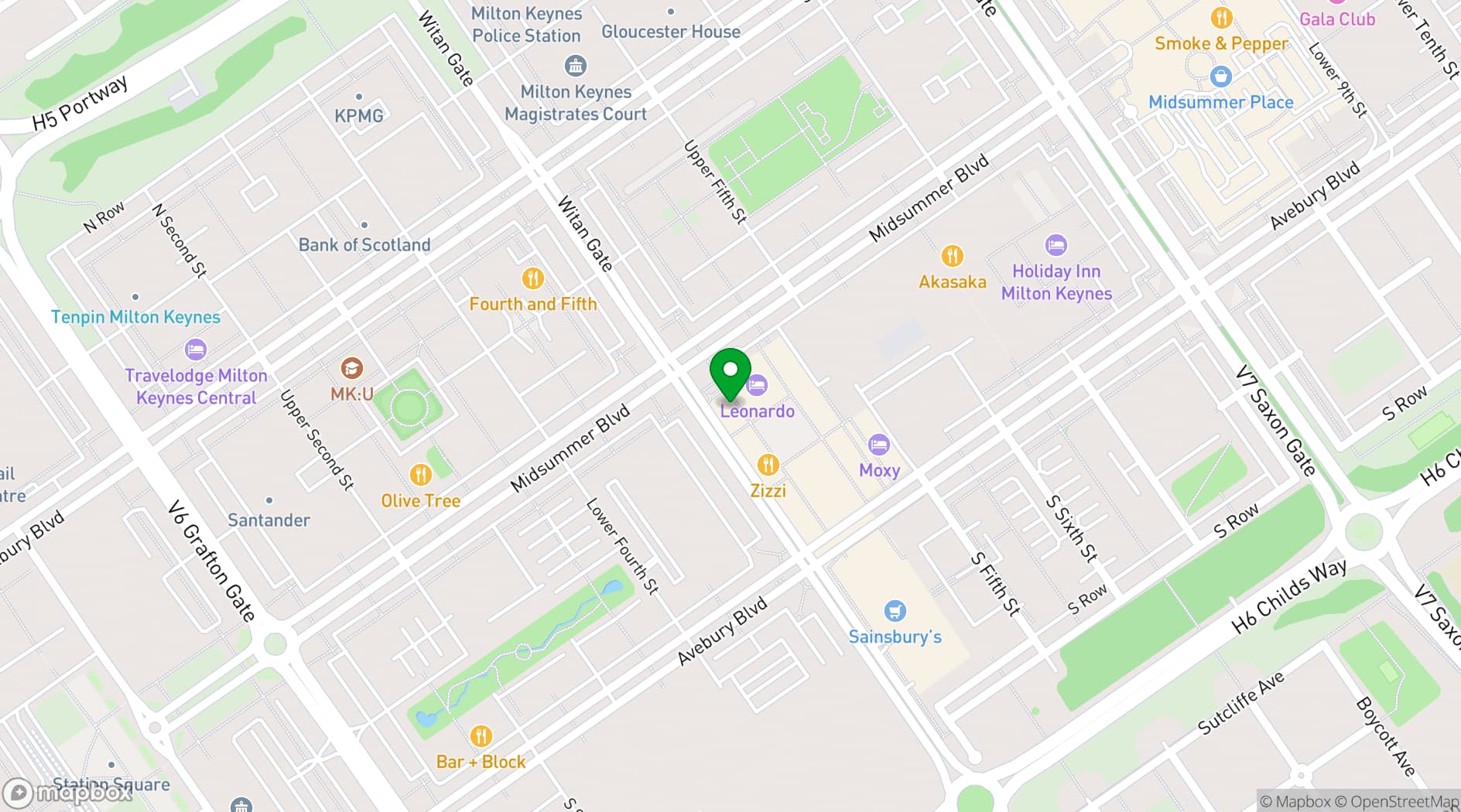 Map showing Las Iguanas Milton Keynes