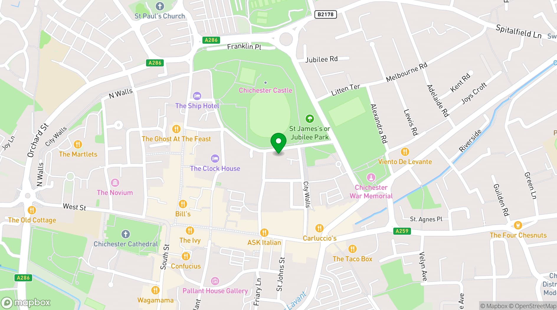 Map showing Friends Meeting House