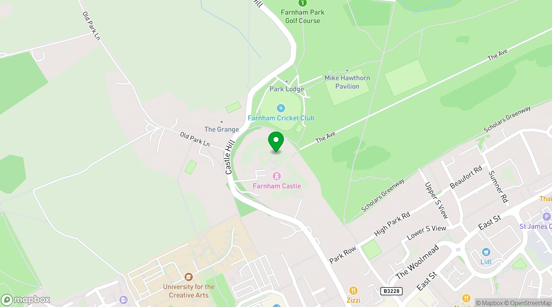 Map showing Farnham Castle