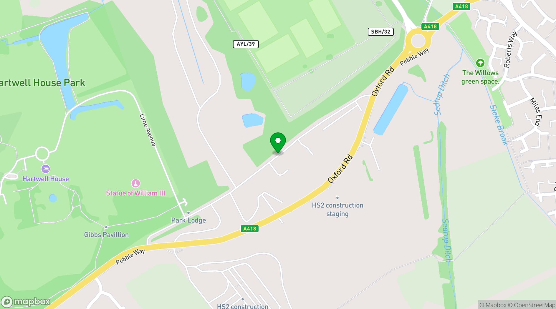 Map showing Hartwell House Hotel and Spa