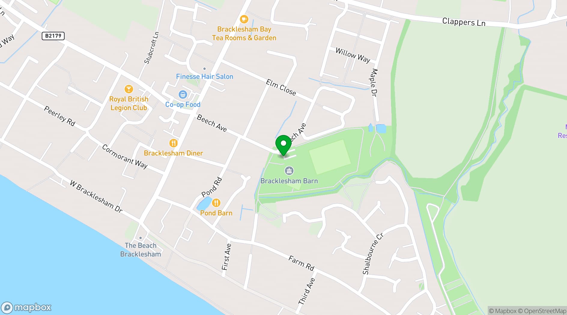 Map showing Bracklesham Barn