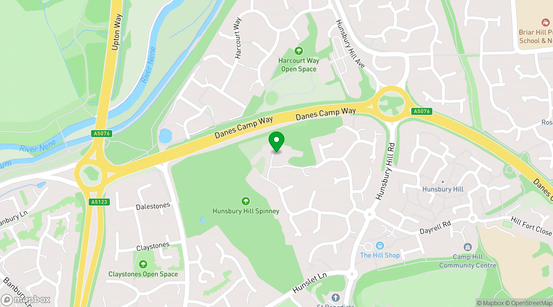 Map showing The Barns at Hunsbury Hill