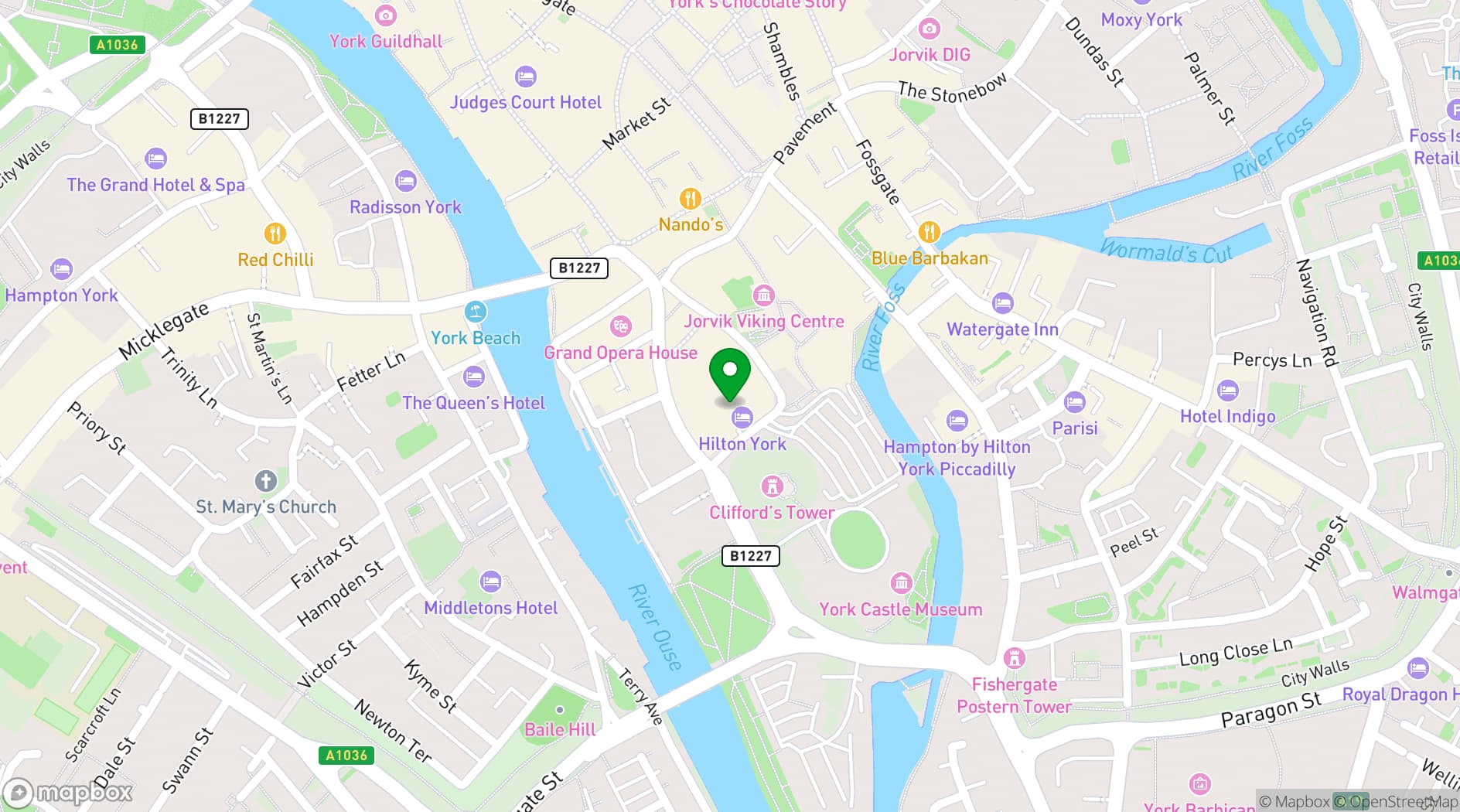 Map showing Hilton York