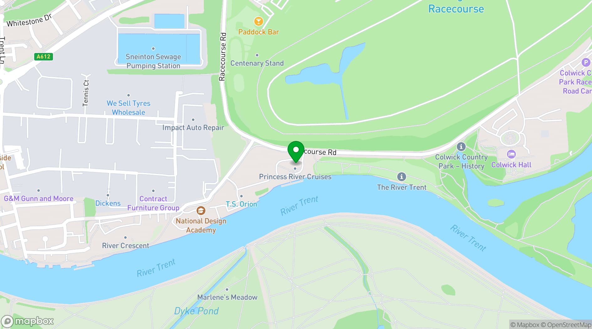 Map showing The River Lodge