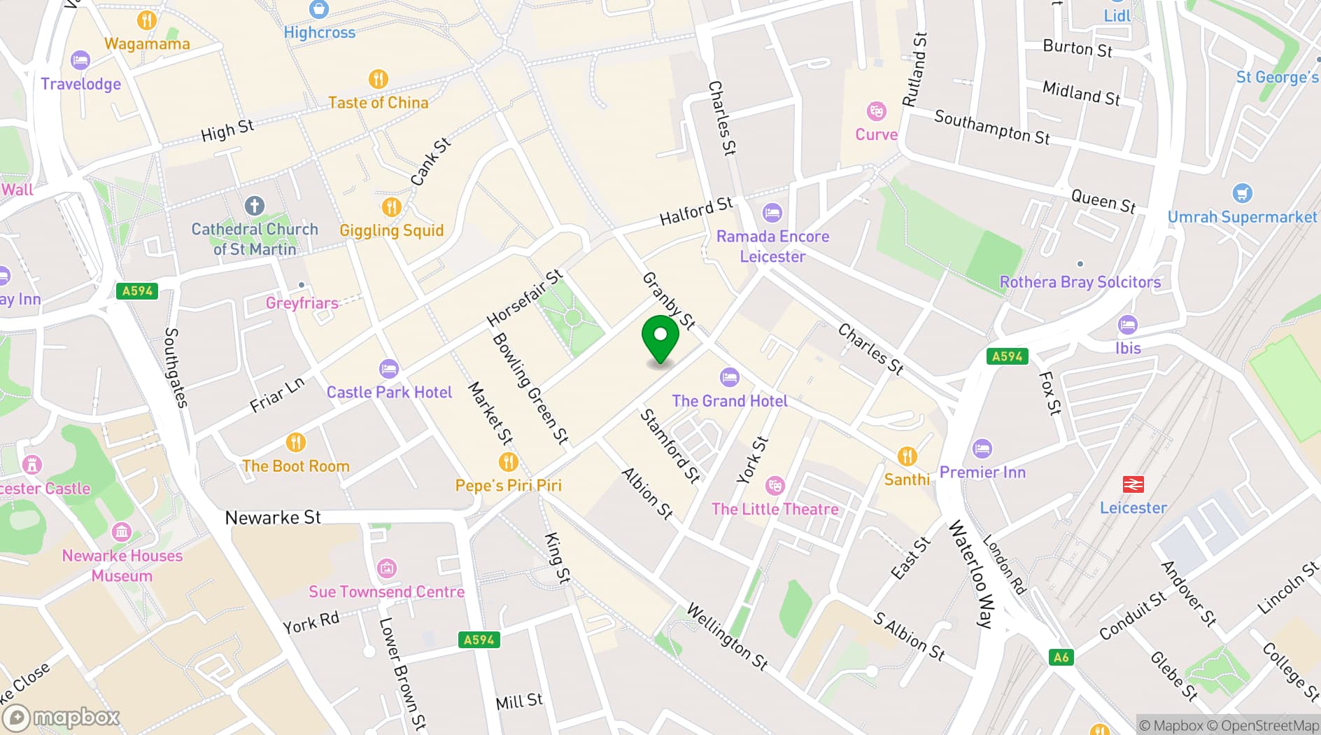 Map showing Las Iguanas Leicester