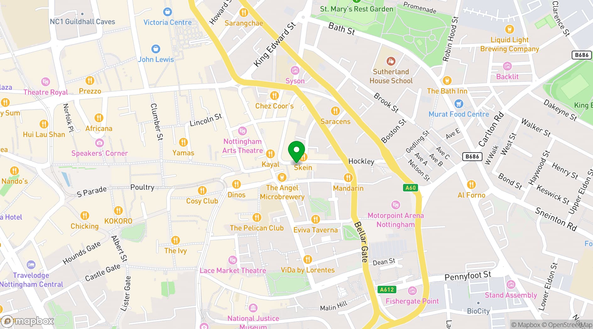 Map showing Baa Bar - Nottingham