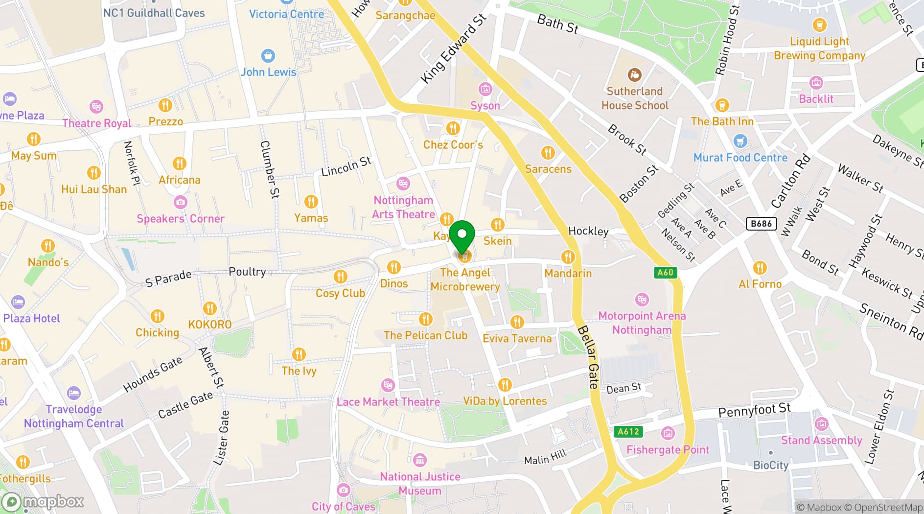 Map showing The Angel Microbrewery