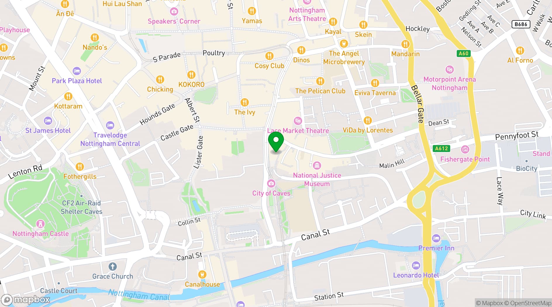 Map showing Nottingham Contemporary