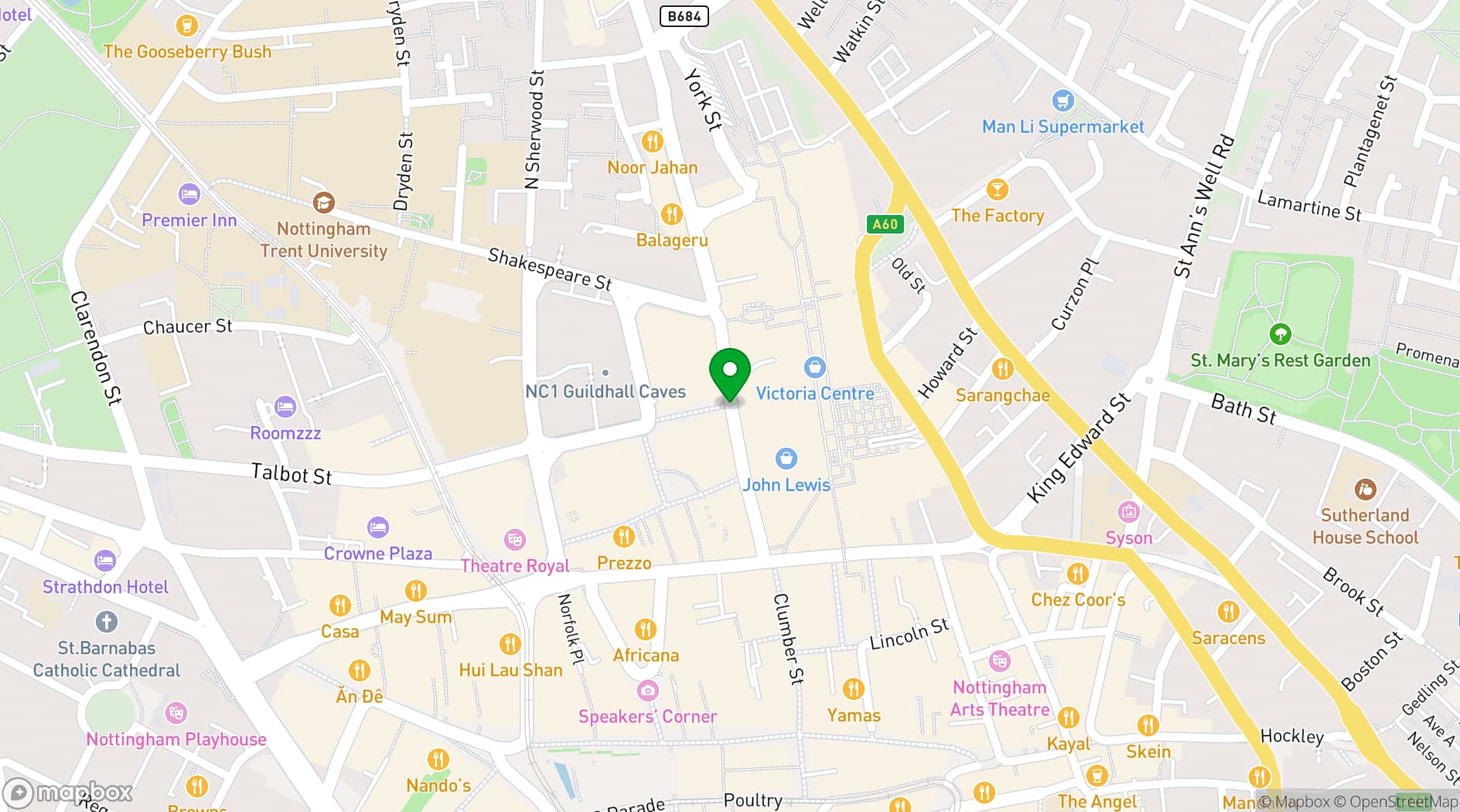 Map showing Hilton Nottingham