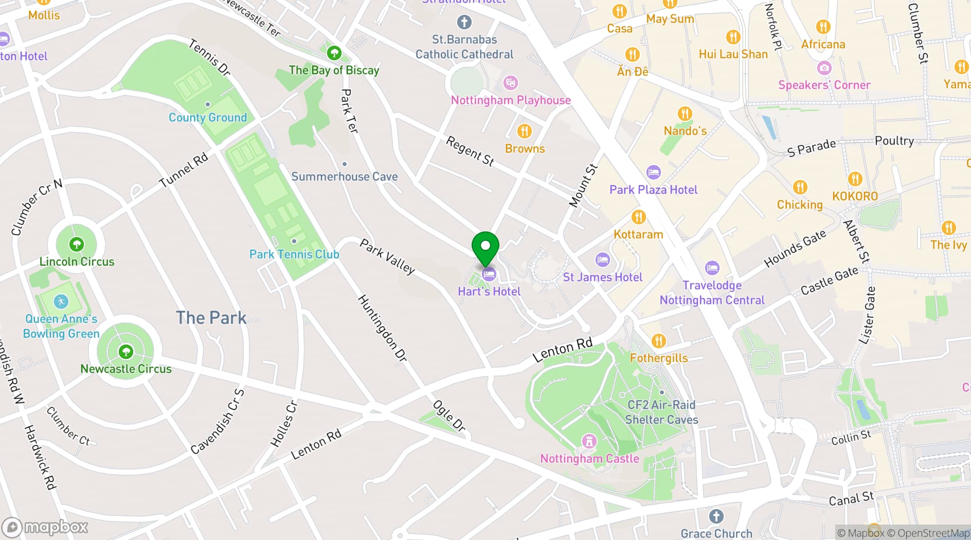 Map showing Hart's Hotel & Kitchen