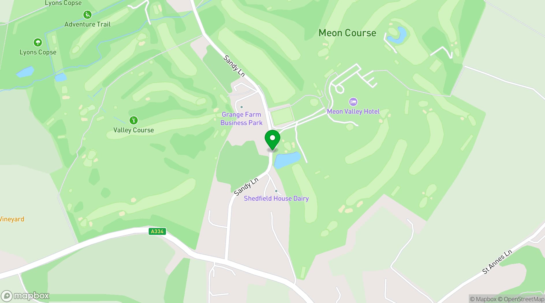 Map showing Meon Valley Hotel & Country Club