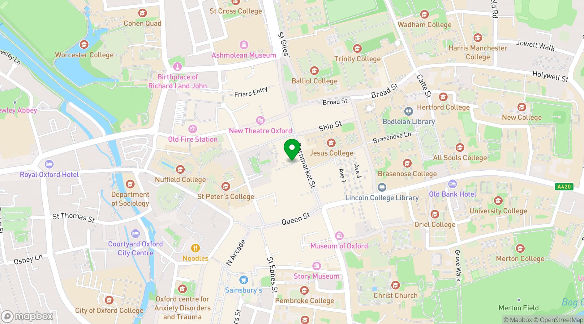 Map showing Plush Oxford