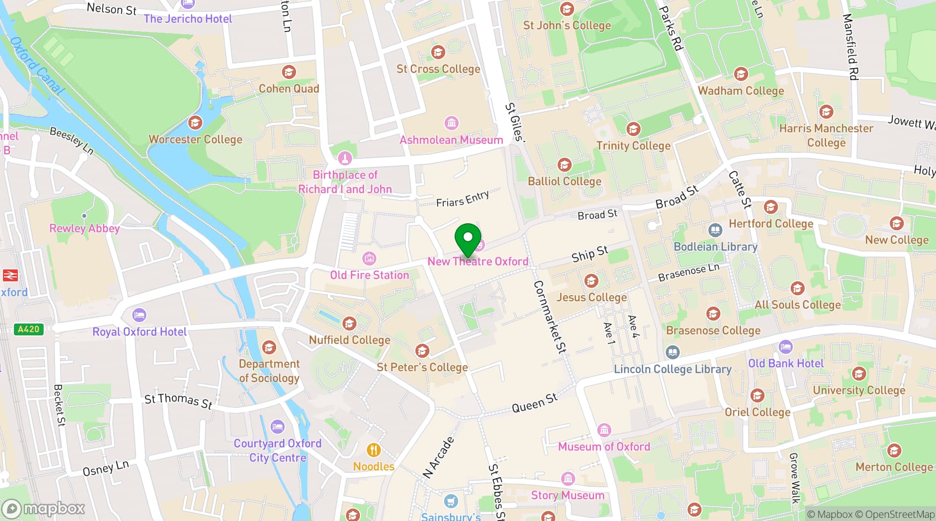 Map showing Oxford Brunch Bar