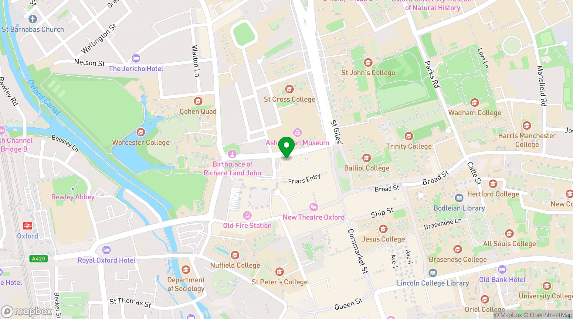 Map showing Oxford Playhouse