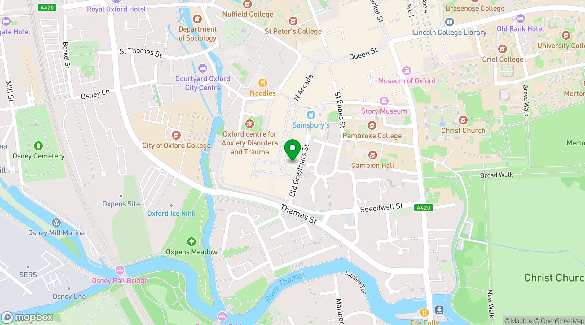 Map showing Victors Oxford