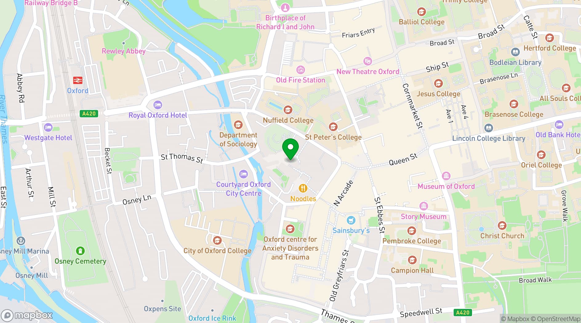 Map showing Malmaison Oxford