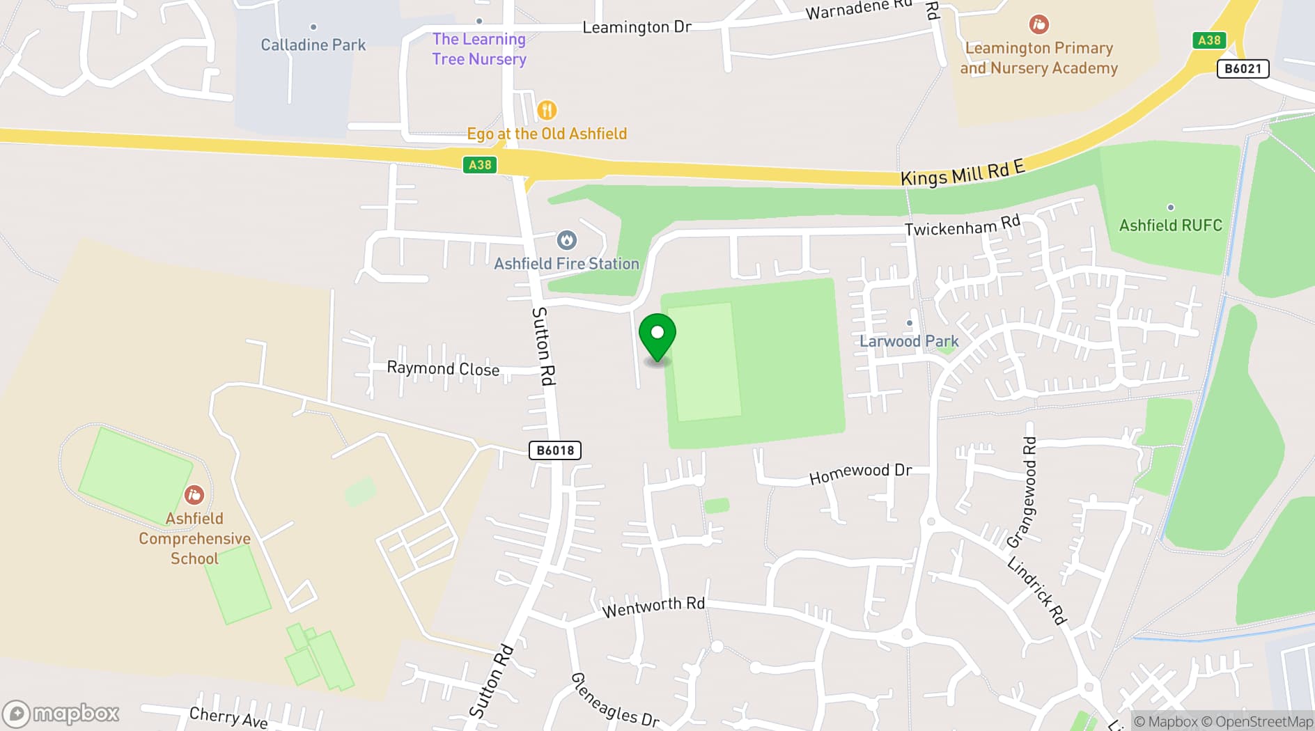 Map showing Larwood Park